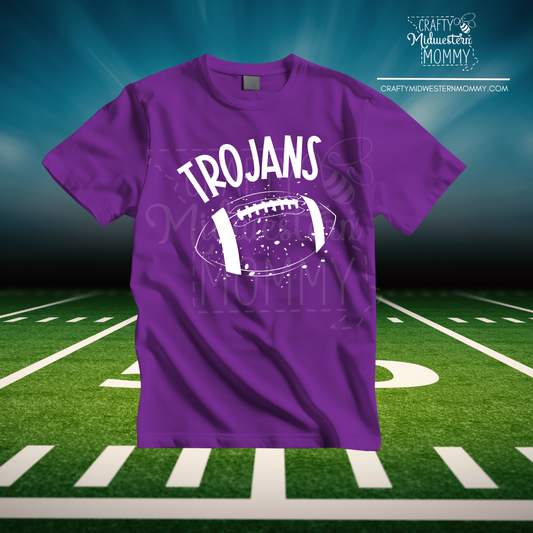 Trojans Splatter Football Adult Graphic Tee