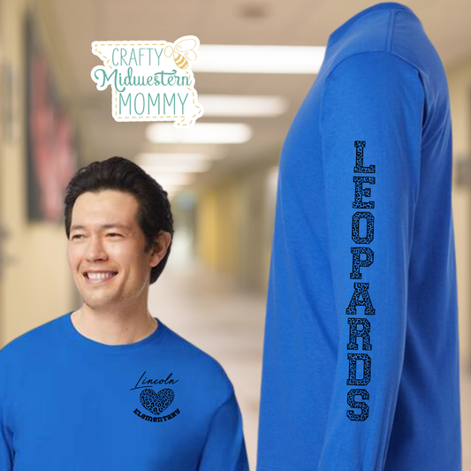 Lincoln Elementary Leopards Heart Long Sleeve Tee