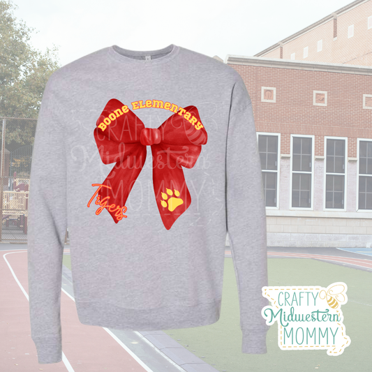 Boone Elementary Tigers Bow Crewneck Sweatshirt