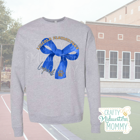 Lincoln Elementary Leopards Bow Crewneck Sweatshirt