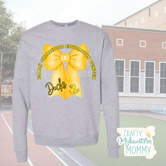 Early Childhood Education Center Ducks Bow Crewneck Sweatshirt