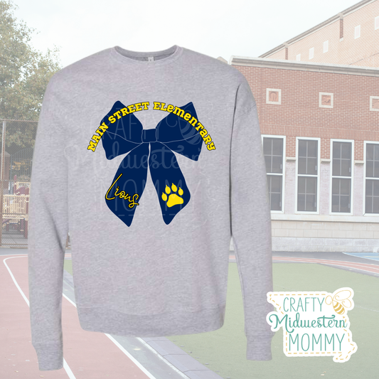 Main Street Elementary Lions Bow Crewneck Sweatshirt