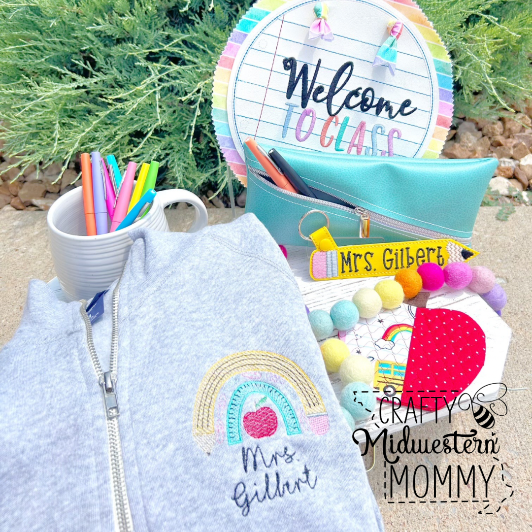 Personalized Teacher Rainbow Adult Embroidered Quarter Zip