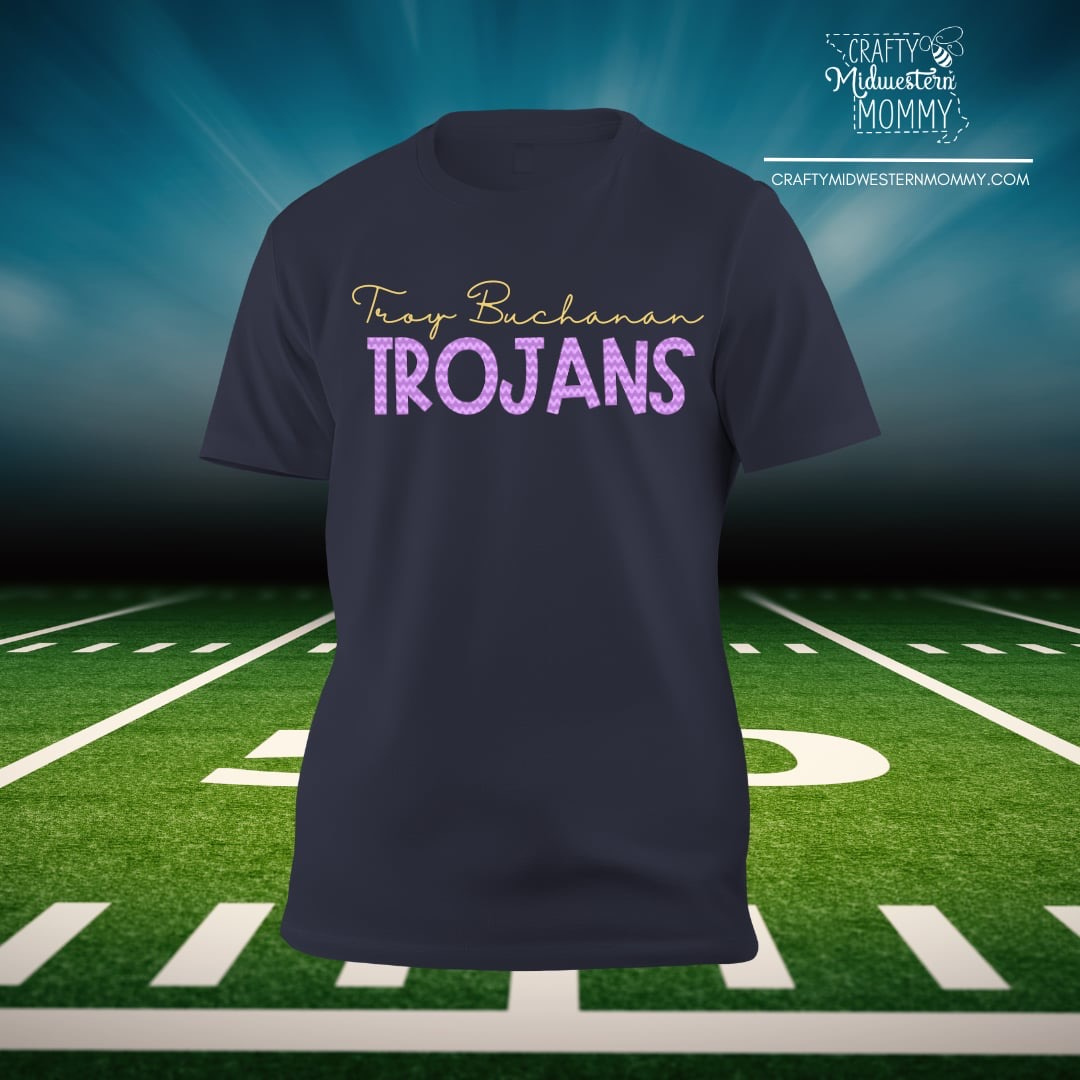 Troy Buchanan Trojans Striped Letters Adult Graphic Top