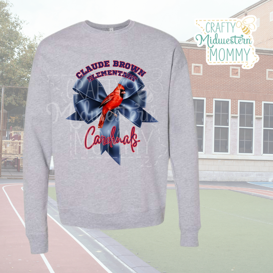 Claude Brown Elementary Cardinals Bow Crewneck Sweatshirt