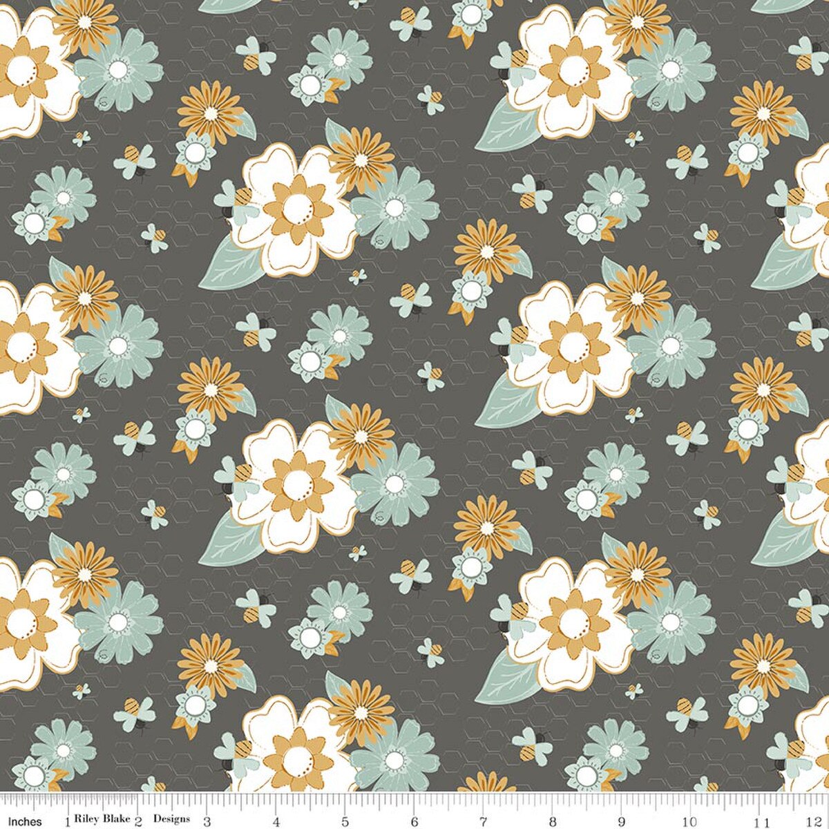 Riley Blake Bees and Blossoms Main Dark Gray