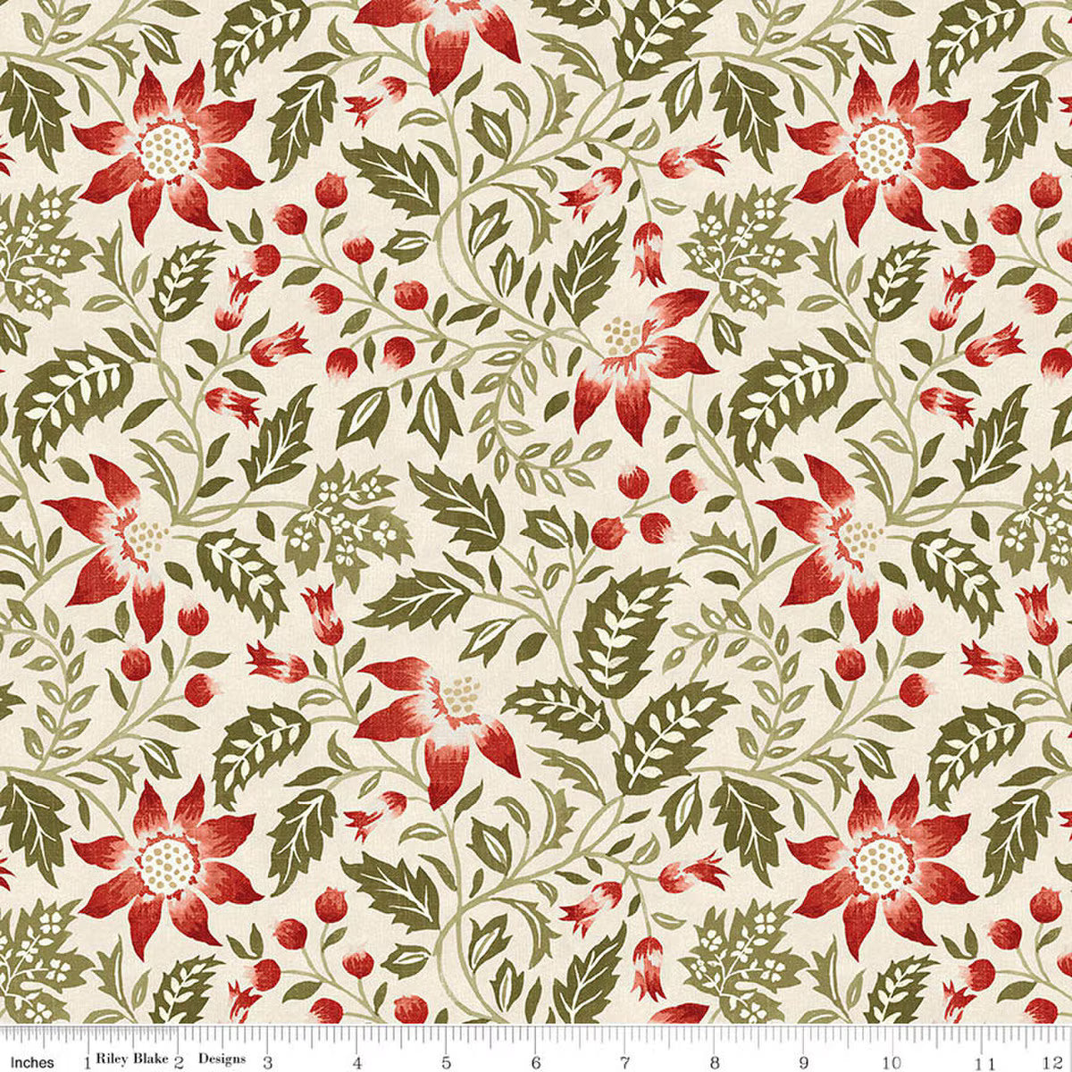 Riley Blake Tales of Yuletide Astley Floral Cream