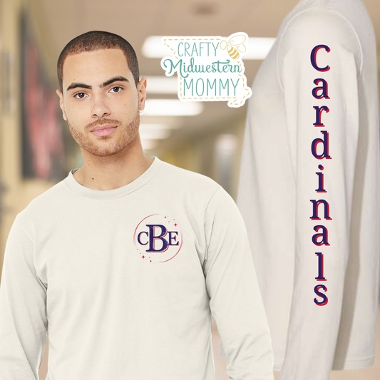 Claude Brown Elementary Cardinals Monogram Long Sleeve Tee