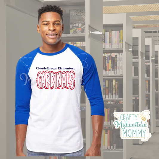 Claude Brown Elementary Cardinals Adult Raglan