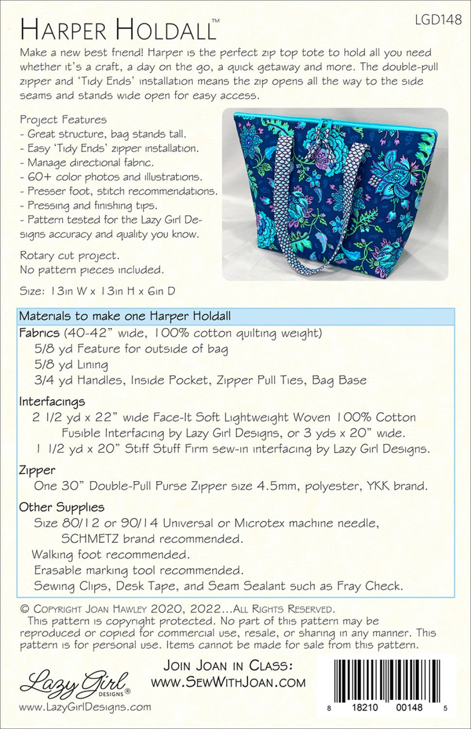 Harper Holdall Tote Sewing Pattern