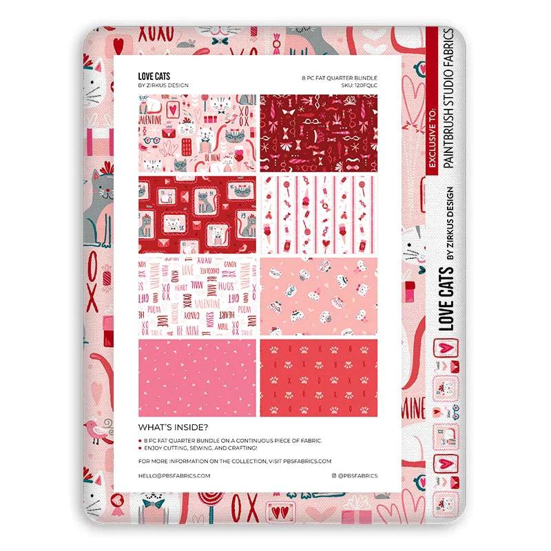 Paintbrush Studio Fat Quarter Bundle - Love Cats 8 Pieces