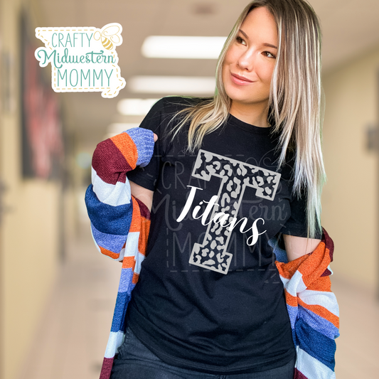 Troy South Middle School Leopard Print Titans T-Shirt