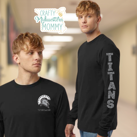 Troy South Middle School Titans Logo Long Sleeve Tee