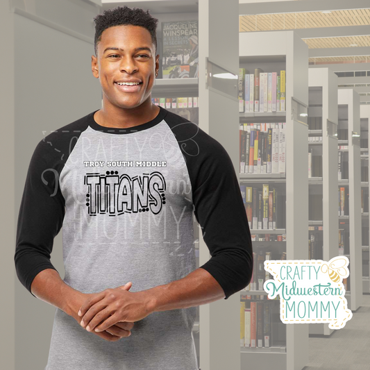 Troy South Middle School Titans Adult Raglan