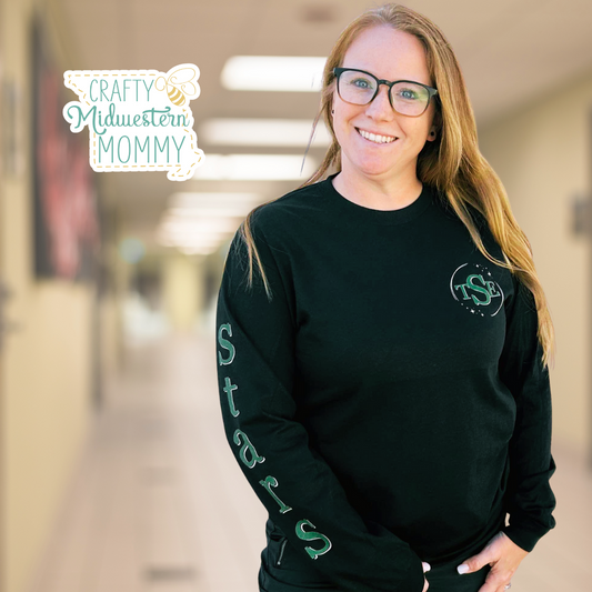 Troy South Elementary Stars Monogram Long Sleeve Tee