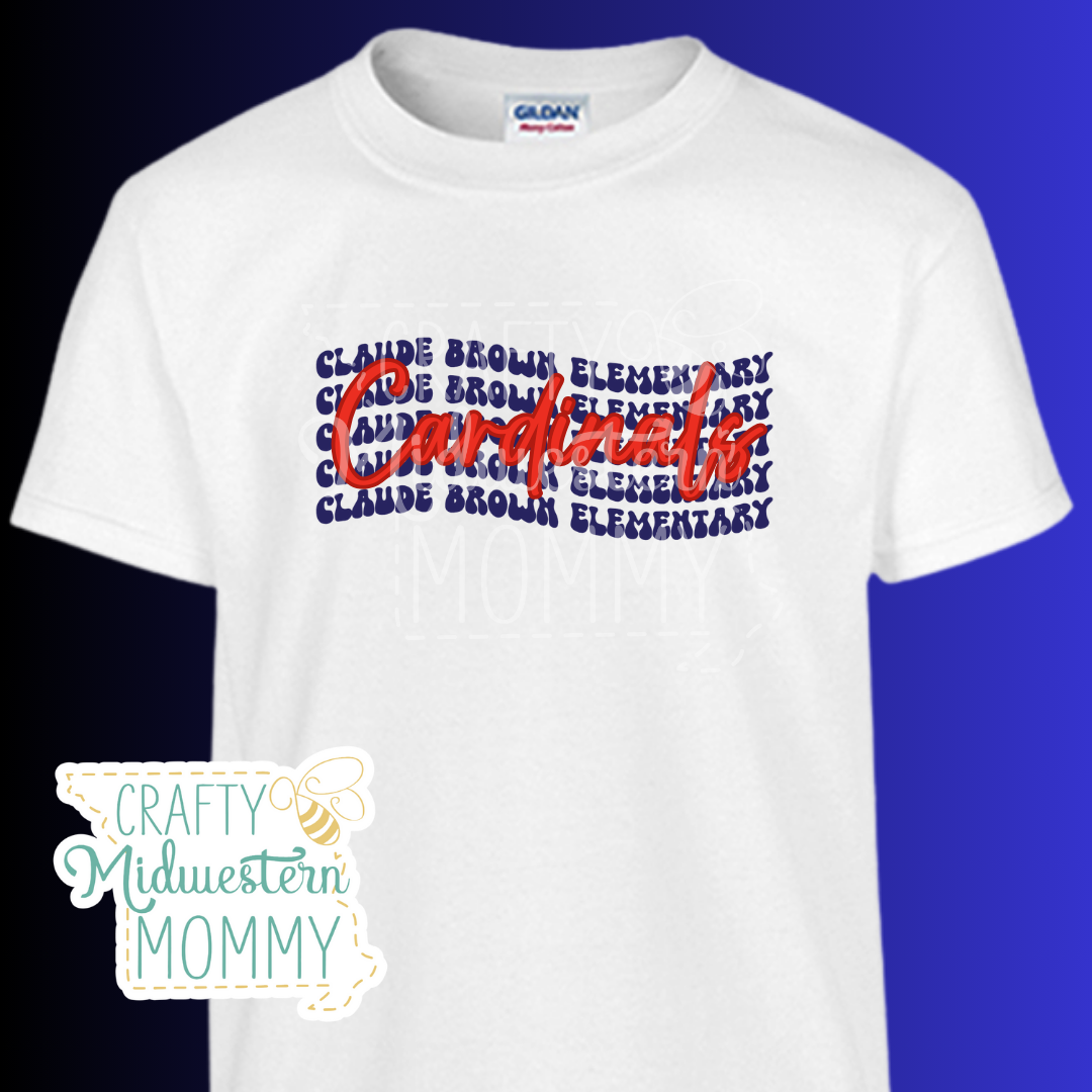 Claude Brown Elementary Cardinals Wave T-Shirt