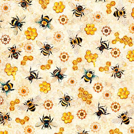 QT Fabrics Honey Blossom Bee Allover Cream