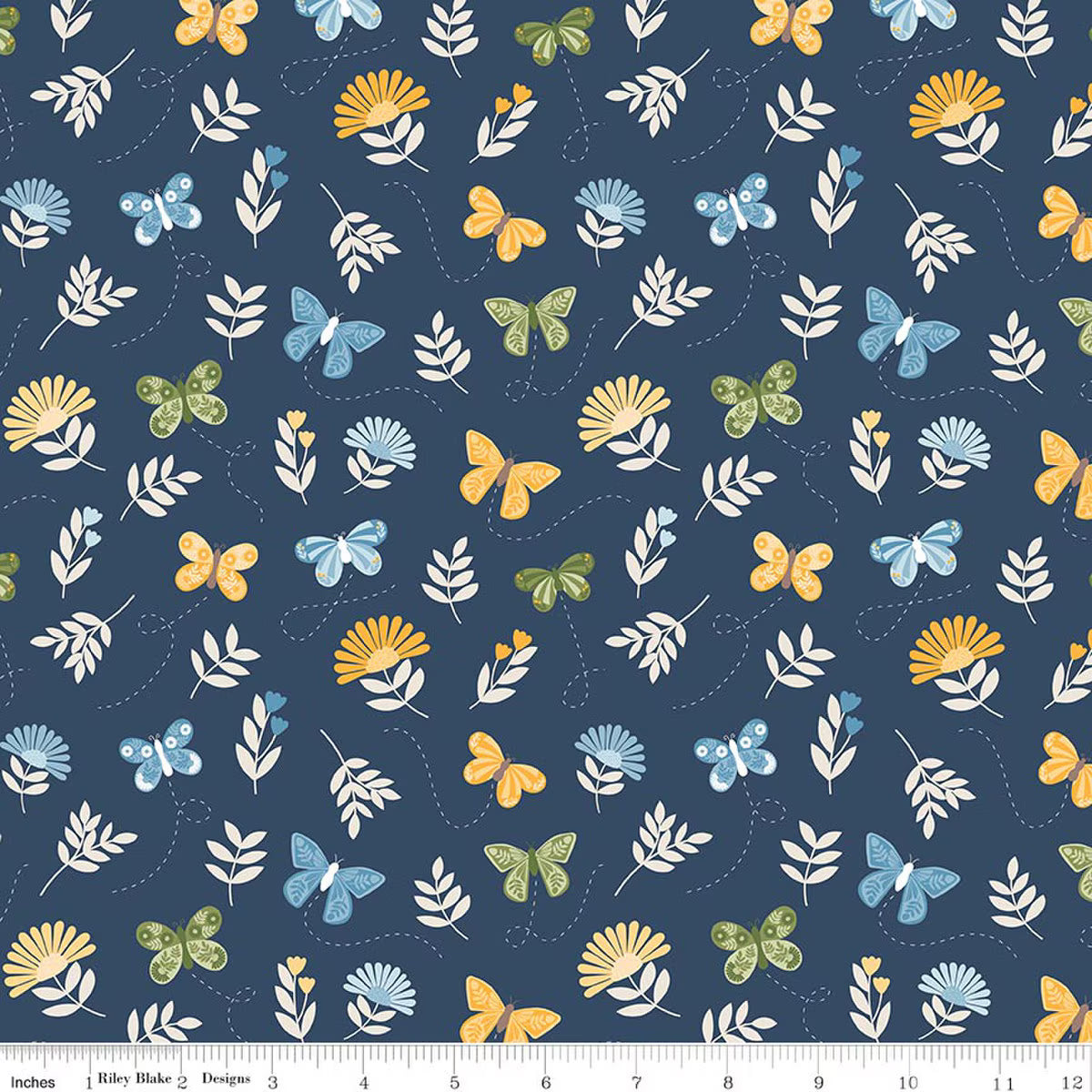Riley Blake Sunshine & Dandelions Butterflies Navy