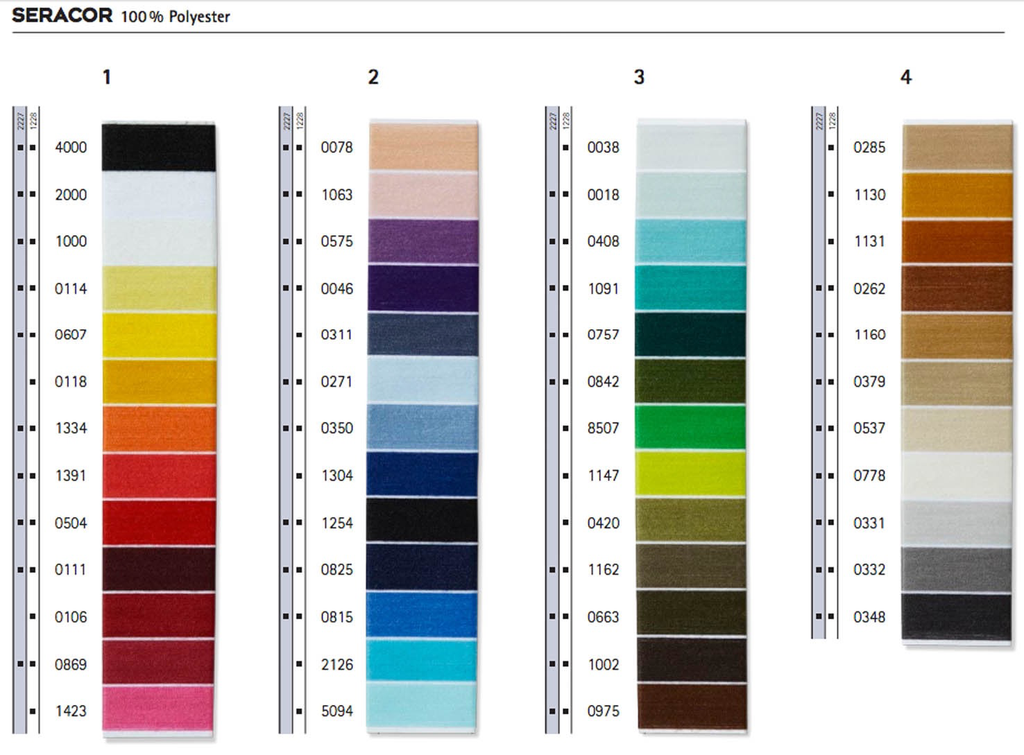 Seracor Polyester Serger Thread Shade Card
