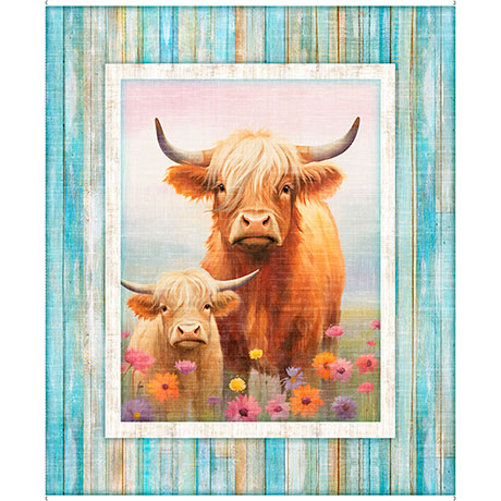 QT Fabrics Udderly Adorable Highland Cow Panel Multi