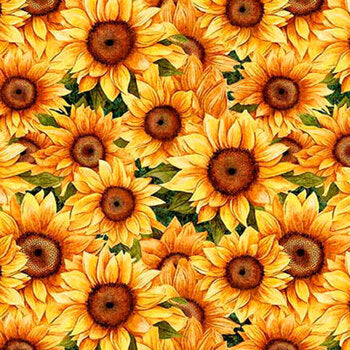 QT Fabrics Sunflower Serenade Packed Sunflowers Green