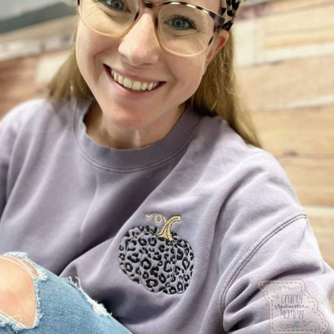Cheetah Pumpkin Adult Embroidered Sweatshirt