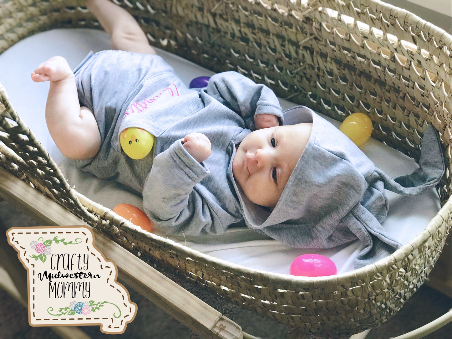 Personalized Infant Embroidered Bunny Body Suit