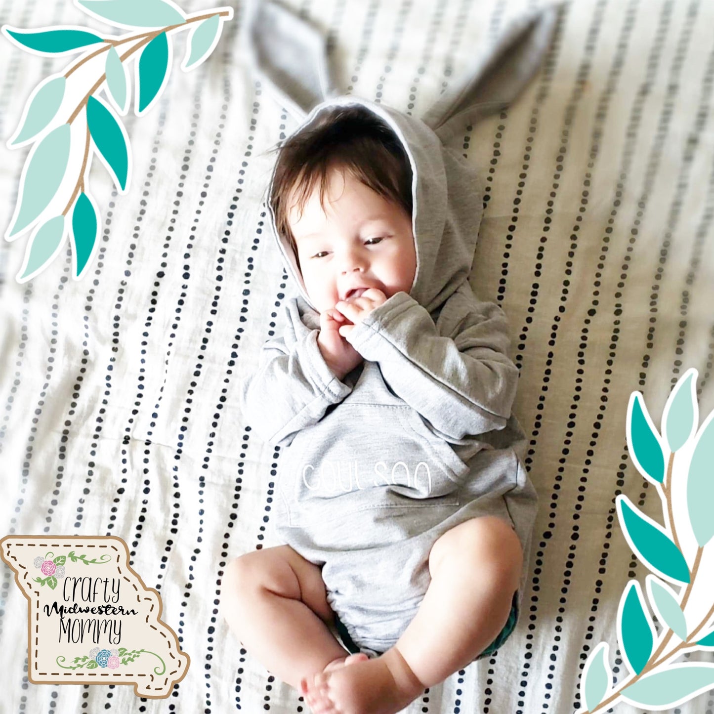 Personalized Infant Embroidered Bunny Body Suit