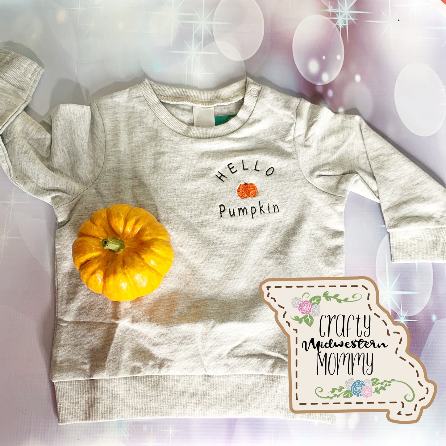 Hello Pumpkin Adult Embroidered Sweatshirt