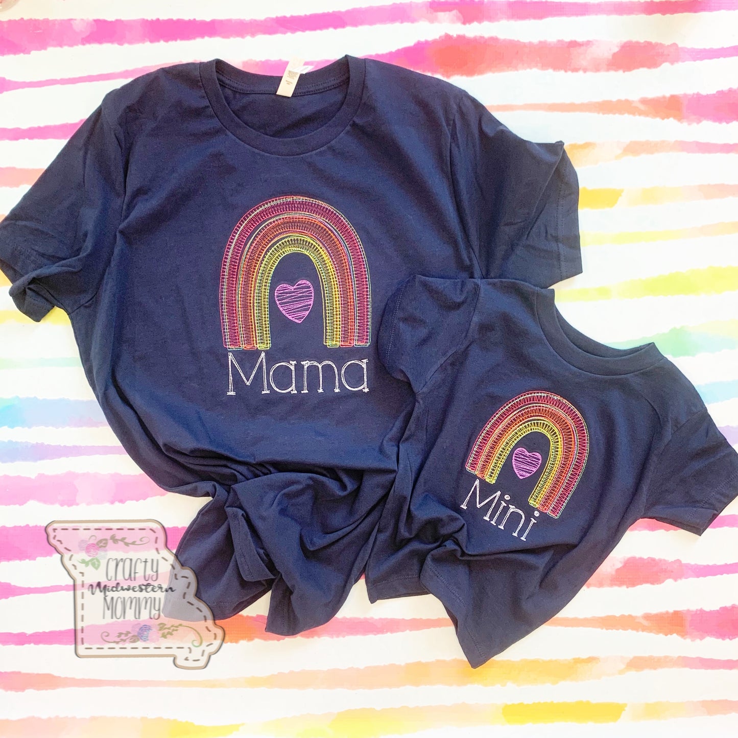 Rainbow Sketch Adult Embroidered Sweatshirt