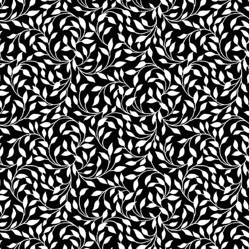 Benartex Fabrics Shadow & Light Swirling Leaves Black/White