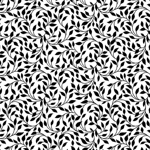 Benartex Fabrics Shadow & Light Swirling Leaves White/Black
