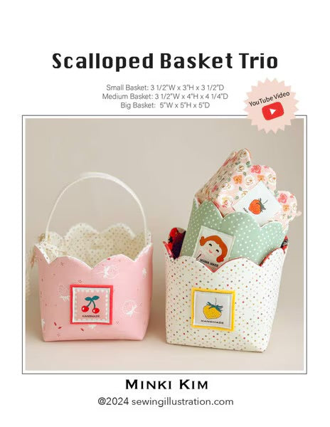 Riley Blake Minki Kim Scalloped Basket Trio Pattern
