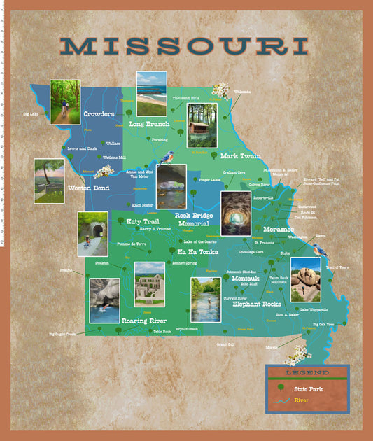 PRE-ORDER Missouri Shop Hop 2025 Natural Getaways Panel Tan