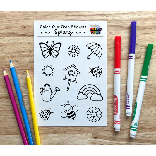 Spring Color Your Own Sticker Sheet