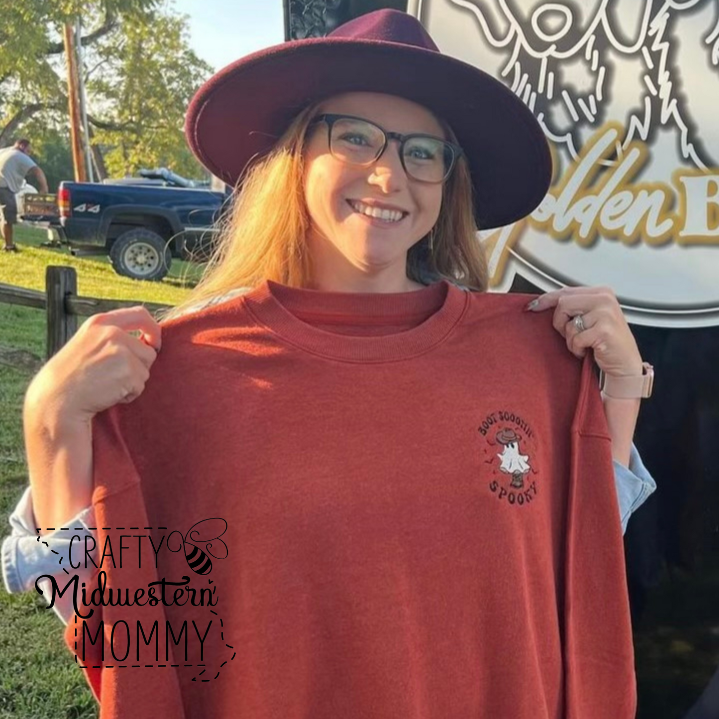 Boot Scootin' Spooky Adult Embroidered Sweatshirt