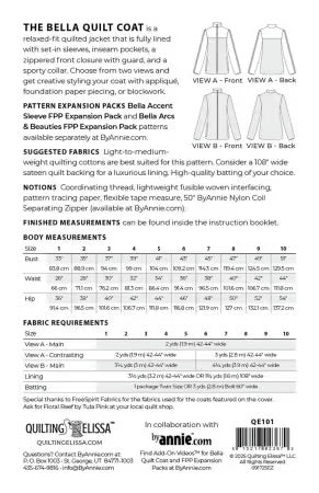 Bella Quilt Coat Sewing Pattern