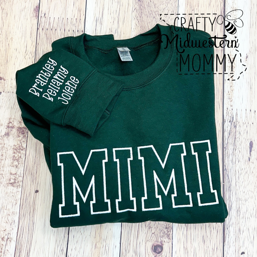 Custom Name Outline Adult Embroidered Sweatshirt