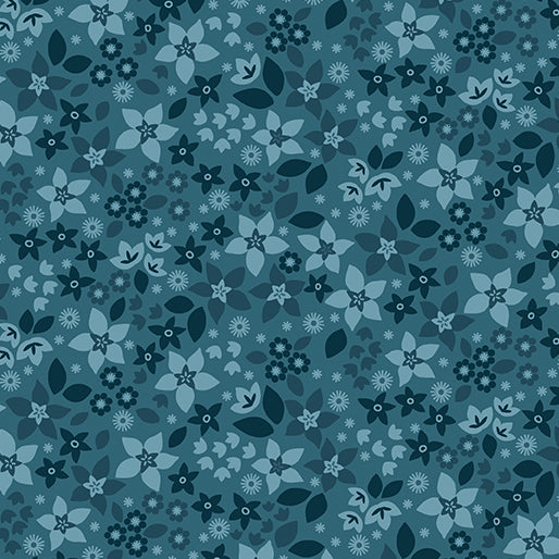 Benartex Fabrics Holly & Hearth Star Flowers Teal