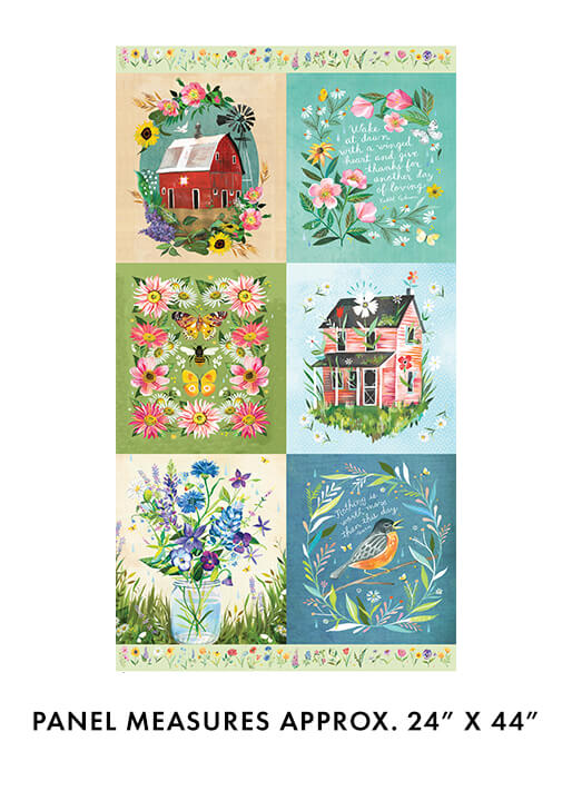 Benartex Fabrics A Prairie Heart Katie Daisy Panel Multi