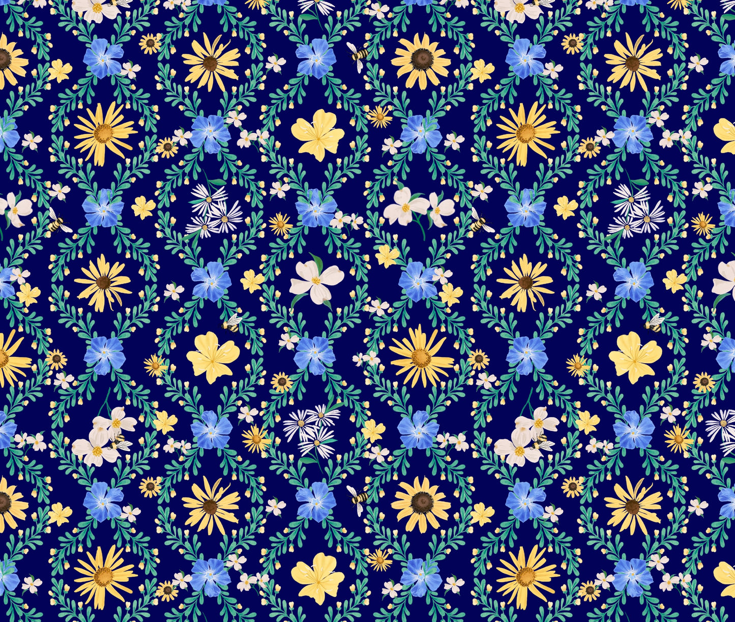 Missouri Shop Hop 2026 Floral Trellis Navy PREORDER