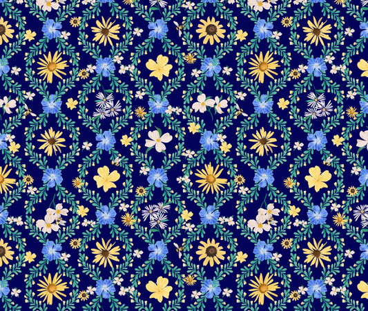 Missouri Shop Hop 2026 Floral Trellis Navy PREORDER