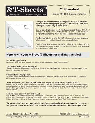 Thangles T-Sheets - 2" Finished