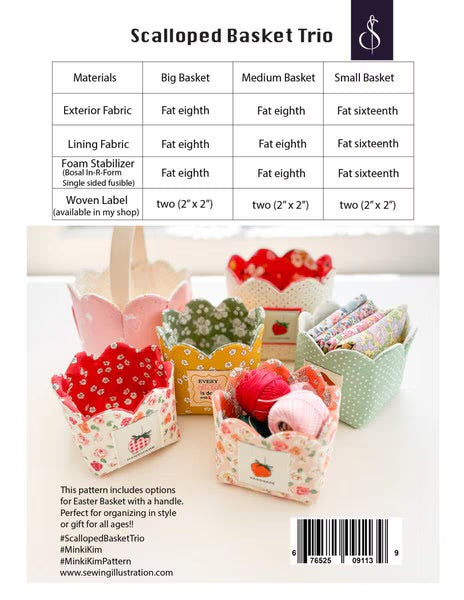 Riley Blake Minki Kim Scalloped Basket Trio Pattern