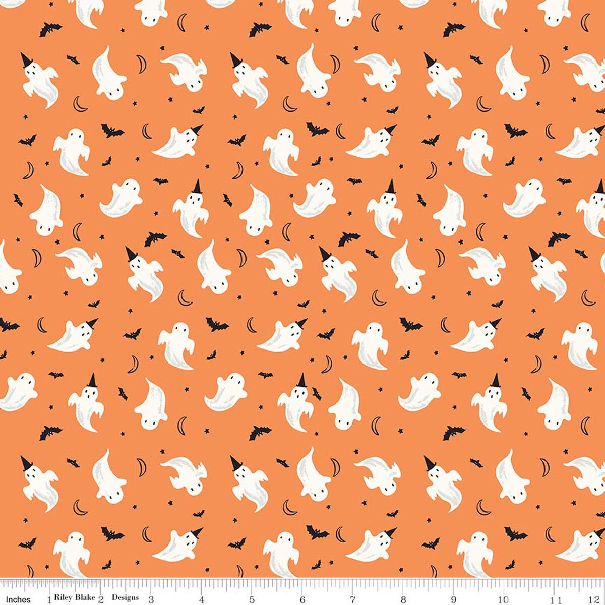 Riley Blake Frank and Friends Ghosts Orange