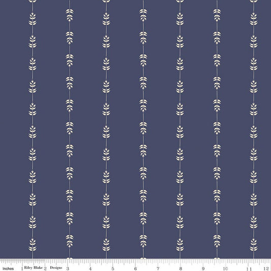 Riley Blake Hedgerow Haven Floral Stripe Blue