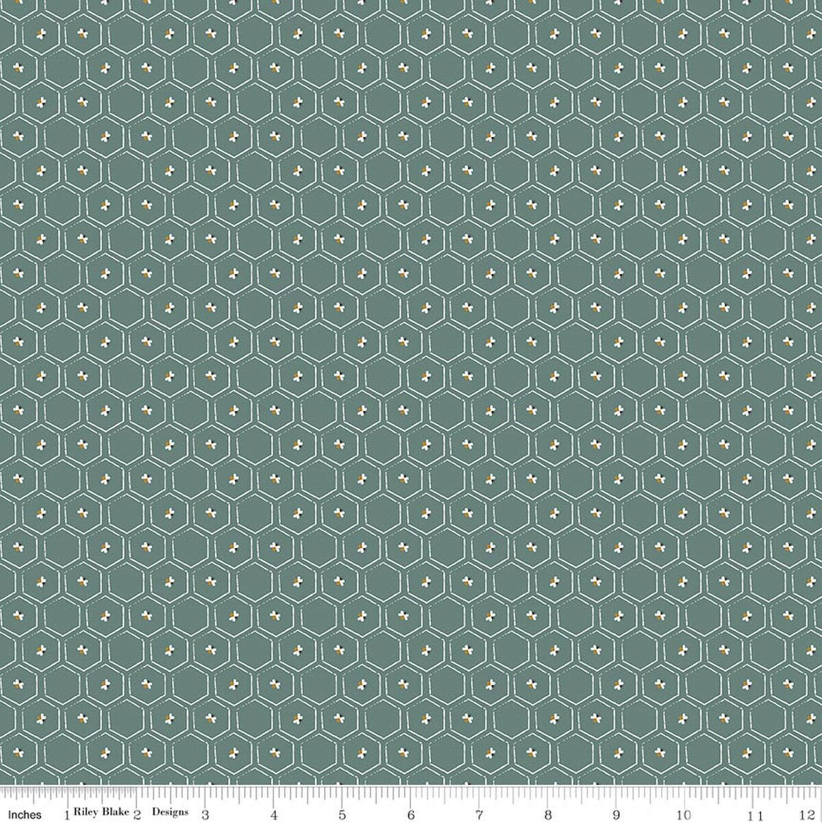 Riley Blake Bees and Blossoms Honeycomb Teal