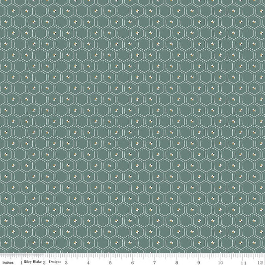Riley Blake Bees and Blossoms Honeycomb Teal