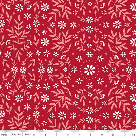 Riley Blake Star-Spangled Garden Ditsy Floral Redwood