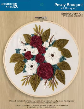 Leisure Arts Embroidery Kit 8in Posey Bouquet